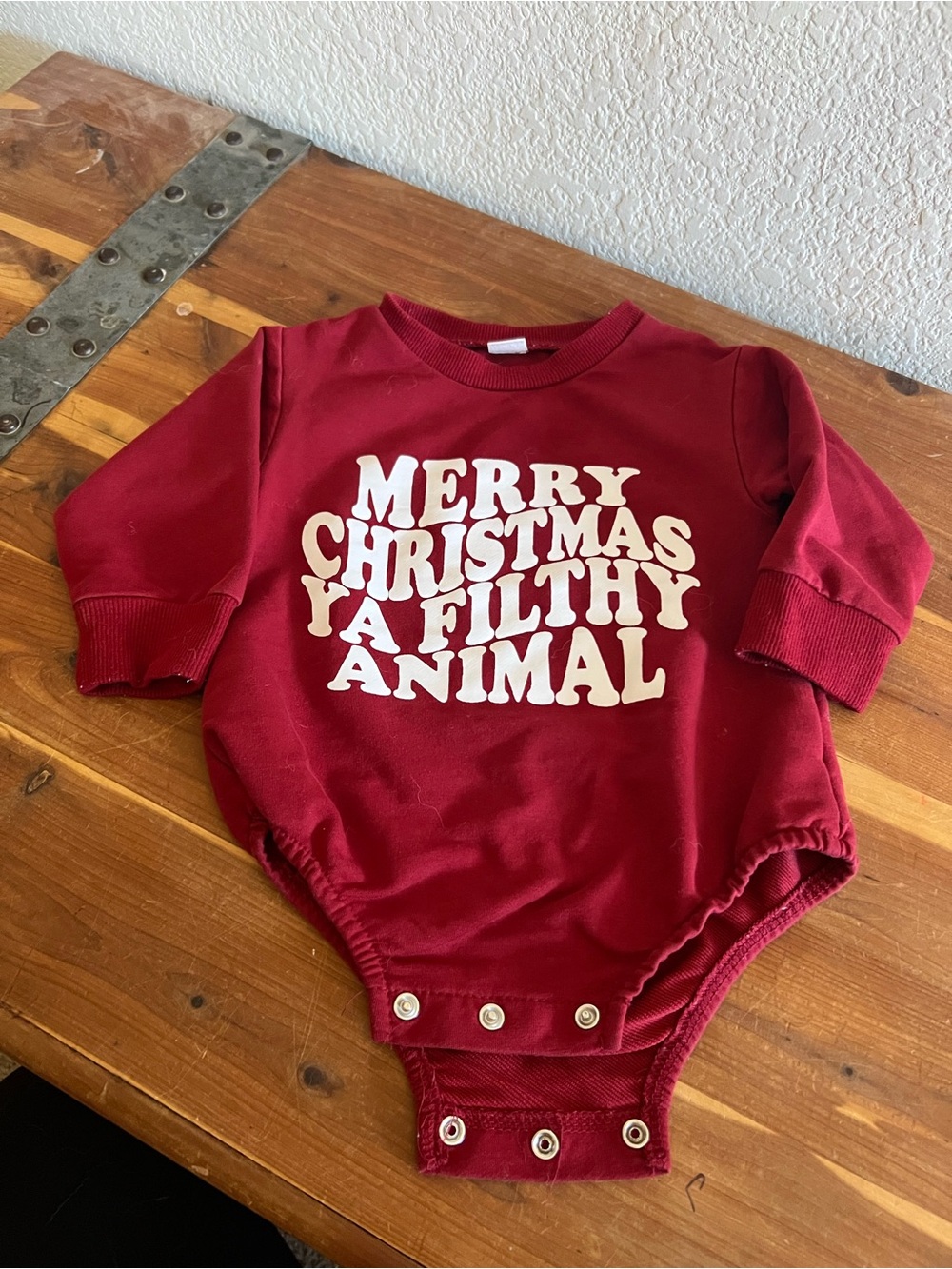 Amazon Red Kids One-Piece with White Holiday Slogan